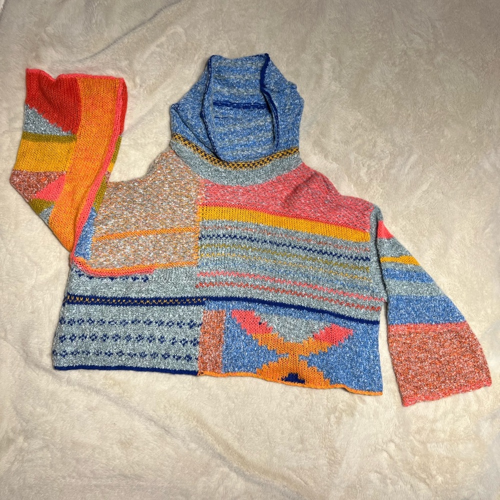 Colorful! Fun! Oversized scoop necked sweater